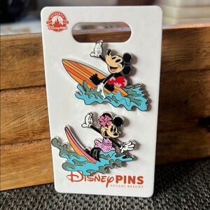 Disney Kids Swim Pin Set - Mickey and Minnie Surfing